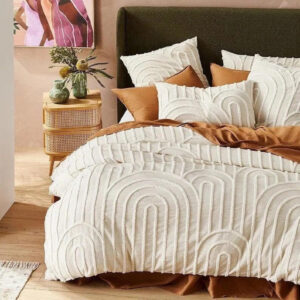 3 Piece Tufted Cotton Duvet Cover Set