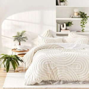 3 Piece Tufted Cotton Duvet Cover Set