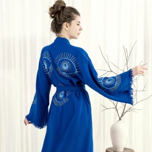 Block Printed Evil Eye Muslin Kimono